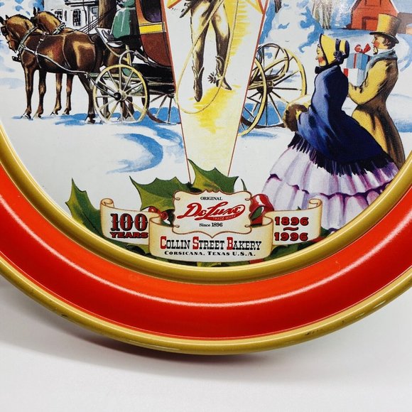 VTG 1896-1996 Embossed DeLuxe 7" Fruitcake Tin Collin Street Bakery Corsicana TX - Picture 2 of 10